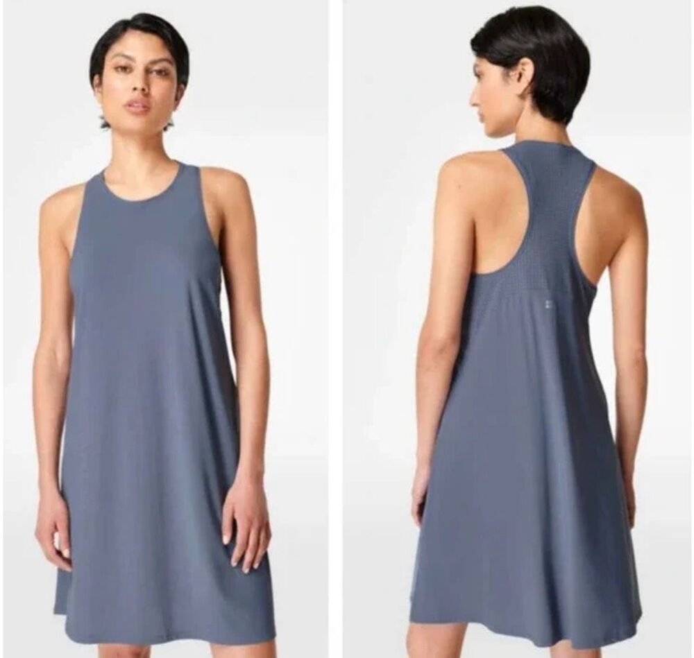 SWEATY BETTY Explorer Ace Racerback Dress in Endless Blue Sz XL